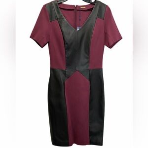 Rebecca Minkoff Harriet Mini Dress Galaxy/Black Faux Leather Colorblock 6 NWT